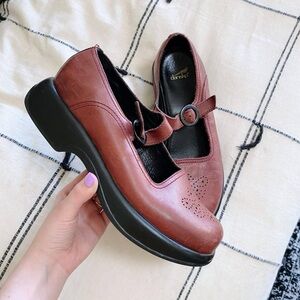 Dansko Women's Burgundy Platform Mary Janes